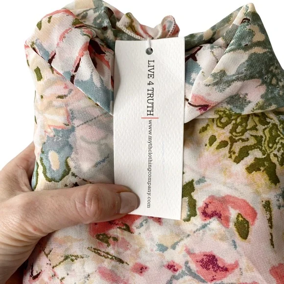 NWT Live 4 Truth Floral Boho Hippie Bell Sleeves Cropped Off Shoulder Flowy XS - Picture 11 of 15